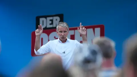 Björn Höcke, líder de Alternativa por Alemania (AfD), durante un mitin Björn Höcke, líder de Alternativa por Alemania (AfD), durante un mitin