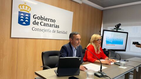 Esther Monz&oacute;n, Consejera de Sanidad del Gobierno de Canarias en una comparecencia de prensa