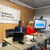 Esther Monzón, Consejera de Sanidad del Gobierno de Canarias en una comparecencia de prensa