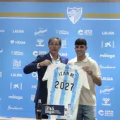 Izan Merino y Loren Juarros, Málaga CF Izan Merino y Loren Juarros, Málaga CF