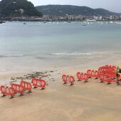 Operarios protegiendo la zona de trabajo