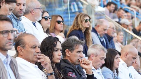 Juan Carlos Valerón en el palco de Riazor Juan Carlos Valerón en el palco de Riazor