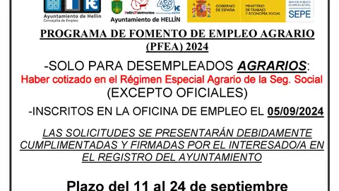 El Ayuntamiento de Hellín contratará a desempleados que hayan cotizado en el régimen agrario El Ayuntamiento de Hellín contratará a desempleados que hayan cotizado en el régimen agrario