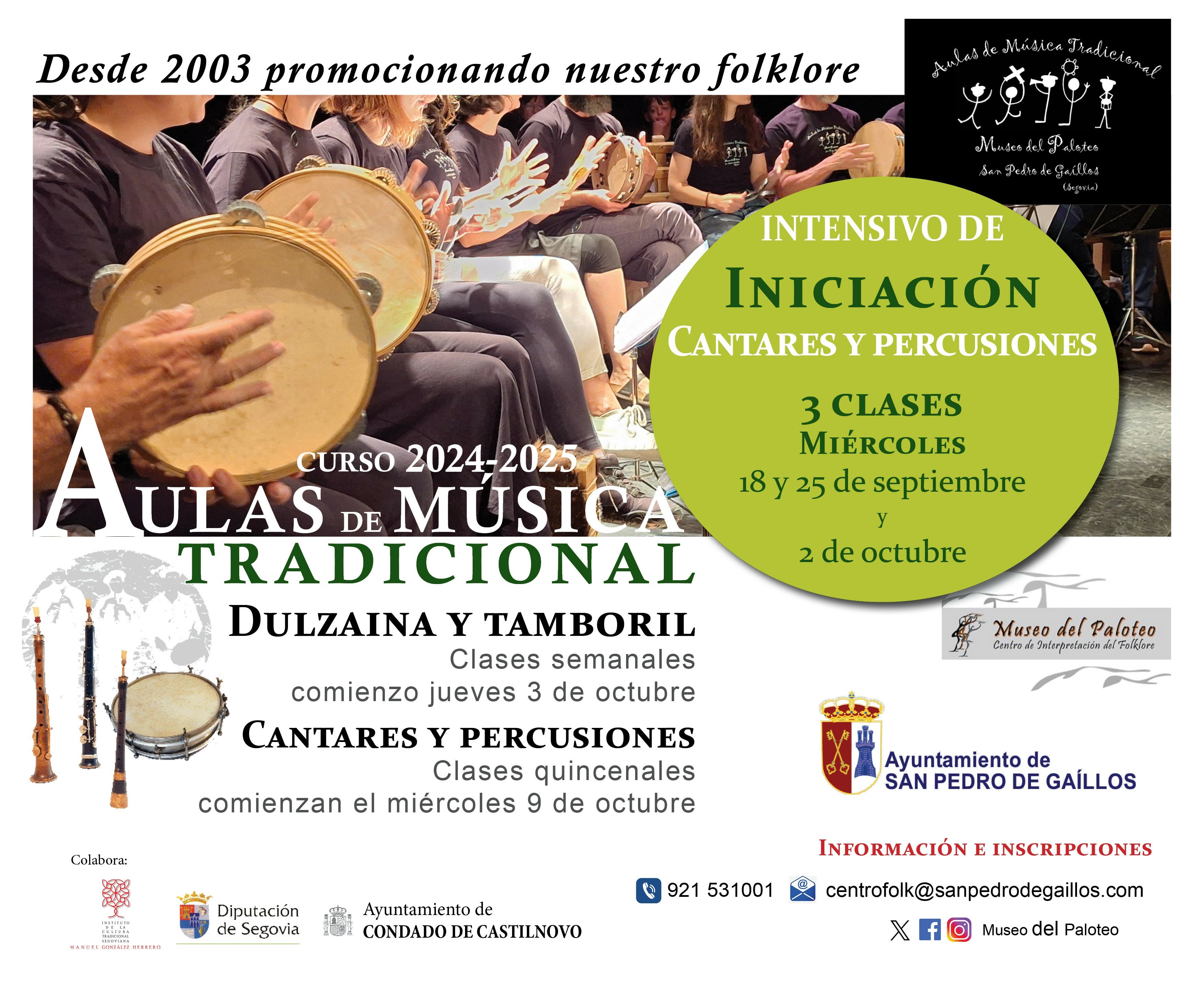 Abierto el plazo de inscripción para Aulas de Música Tradicional en San Pedro de Gaíllos Abierto el plazo de inscripción para Aulas de Música Tradicional en San Pedro de Gaíllos