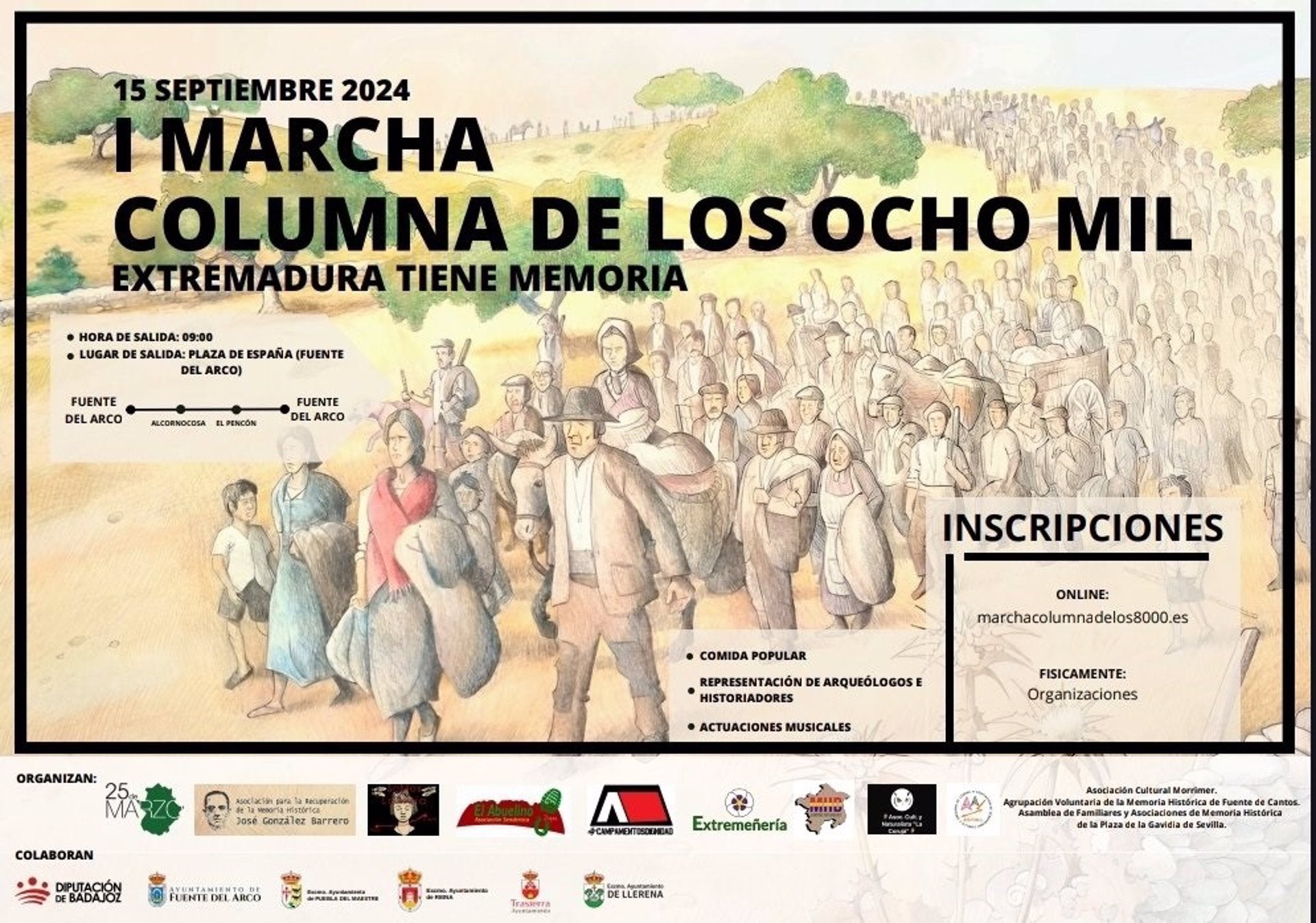 Más de medio millar de personas participaron este domingo en Fuente del Arco en la I Marcha "Columna de los Ocho Mil" Más de medio millar de personas participaron este domingo en Fuente del Arco en la I Marcha "Columna de los Ocho Mil"