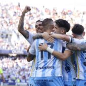 El Málaga celebra un gol