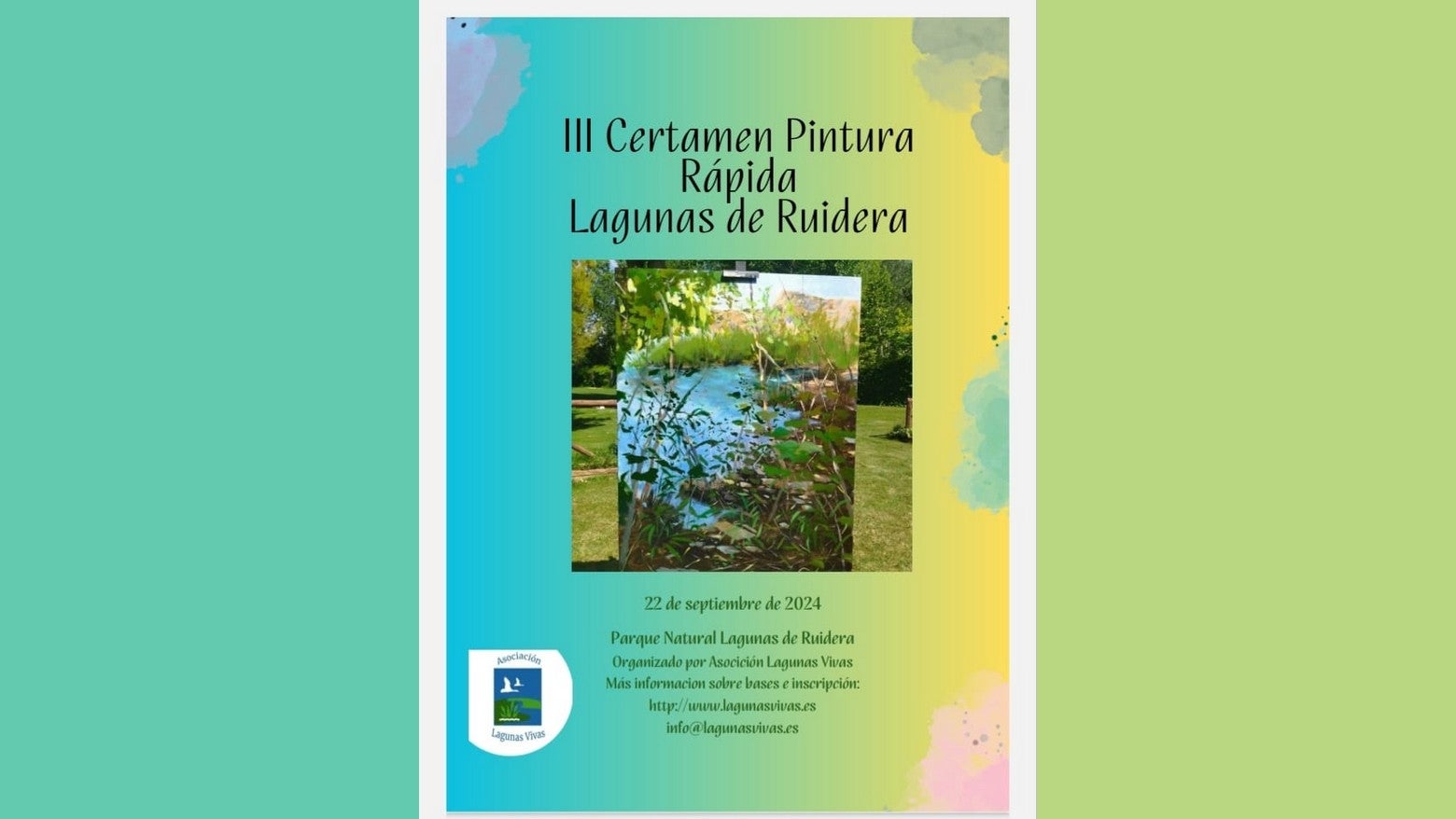 Asociación 'Lagunas Vivas' convoca el III Certamen de Pintura Rápida Lagunas de Ruidera Asociación 'Lagunas Vivas' convoca el III Certamen de Pintura Rápida Lagunas de Ruidera