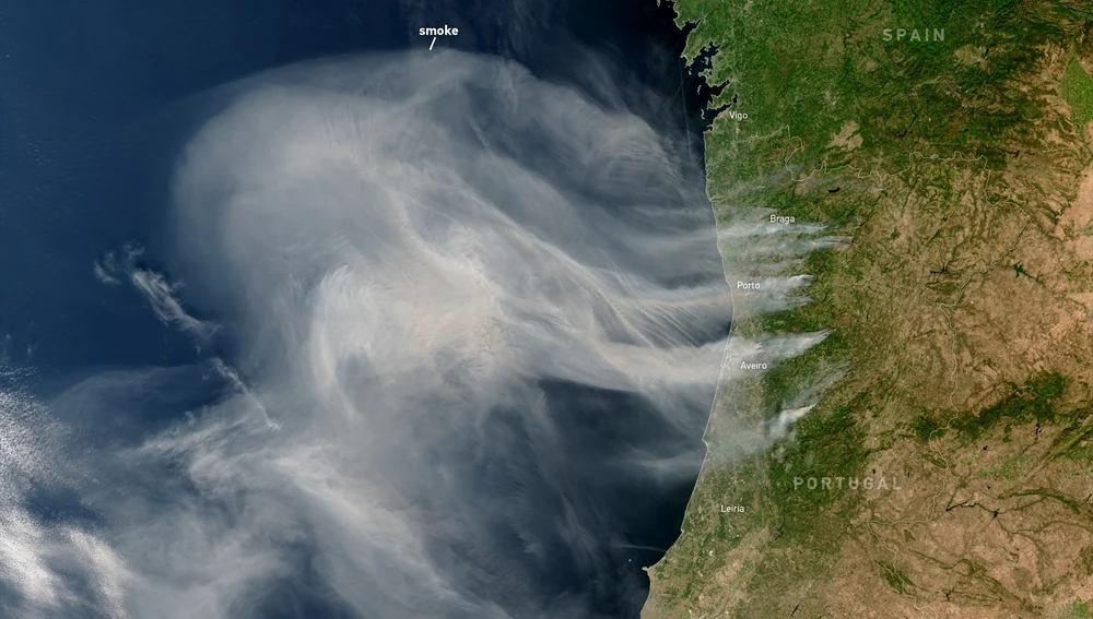 Los fuegos de Portugal imagen del día de Copernicus/ Europa Pres Los fuegos de Portugal imagen del día de Copernicus/ Europa Pres