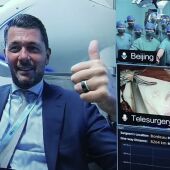El doctor Alberto Breda, des de Bordeus, i l'equip assistencial que acompanyava el pacient a Pequín