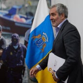 Fernando Clavijo, presidente del Gobierno de Canarias comparece en la sede del ejecutivo canario en Madrid