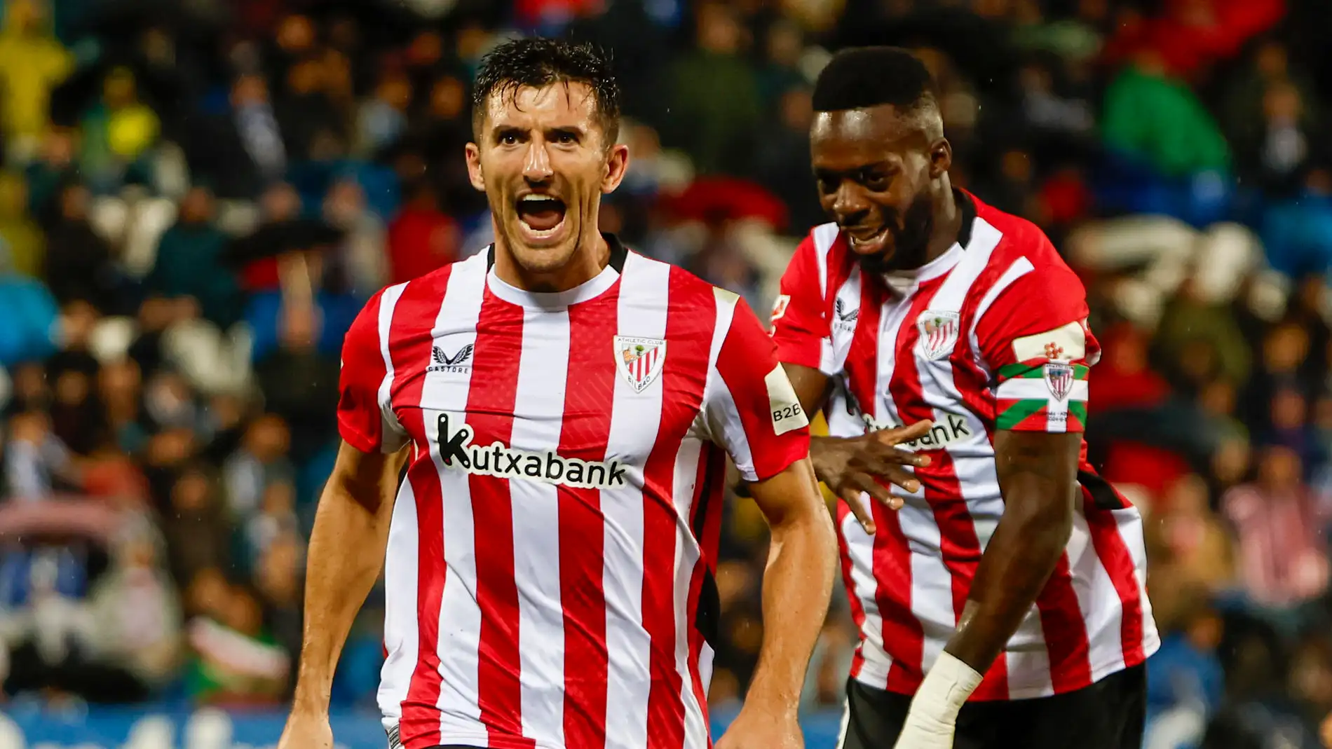 Vivian y Williams celebran uno de los goles de la victoria del Athletic en Butarque Vivian y Williams celebran uno de los goles de la victoria del Athletic en Butarque