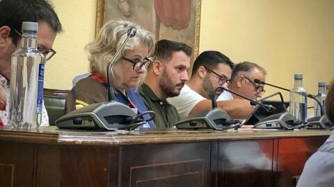 El portavoz de Vox Villajoyosa en el pleno, en el centro de la imagen