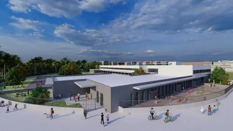 Simulación del nuevo colegio ‘Les Arrels’ de Elche. Simulación del nuevo colegio ‘Les Arrels’ de Elche.