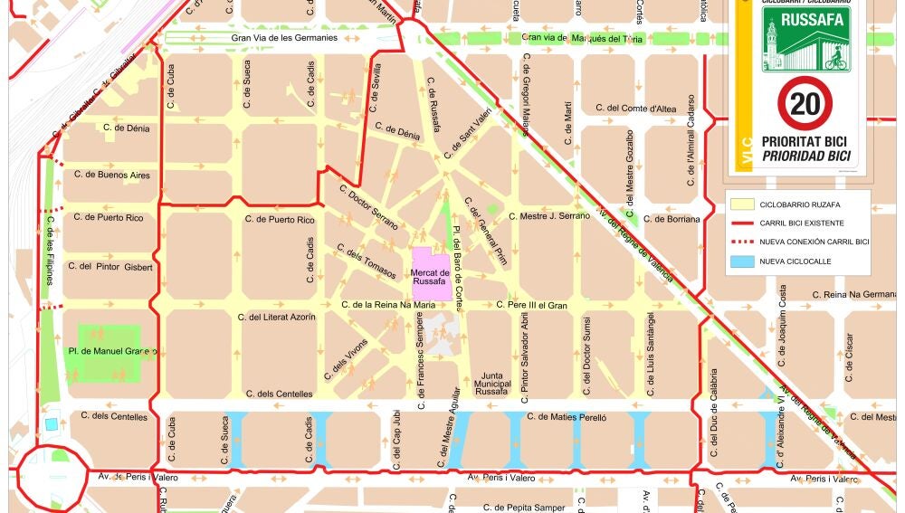 Plano de las calles afectadas