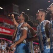 El Málaga celebra un gol