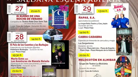 El festival de teatro y artes escénicas Saldaña Escena Abierta se celebrará del 27 al 29 de septiembre .