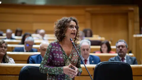 María Jesús Montero, ministra de Hacienda y vicepresidenta primera del Gobierno durante la sesión de control en el Senado María Jesús Montero, ministra de Hacienda y vicepresidenta primera del Gobierno durante la sesión de control en el Senado