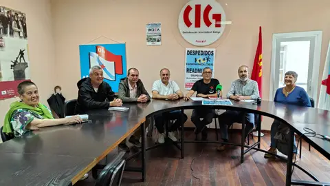 Representantes de CIG e UGT na presentación das mobilizacións Representantes de CIG e UGT na presentación das mobilizacións