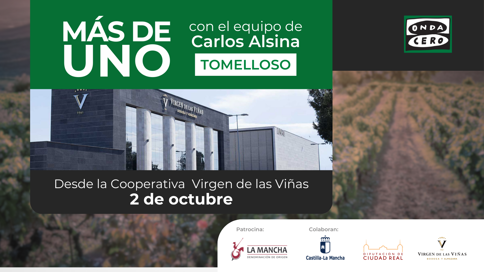 Programa especial 'Más de uno' desde la Cooperativa Virgen de las Viñas de Tomelloso Programa especial 'Más de uno' desde la Cooperativa Virgen de las Viñas de Tomelloso