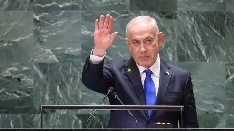 Benjamin Netanyahu, antes de pronunciar su discurso en la ONU. Benjamin Netanyahu, antes de pronunciar su discurso en la ONU.