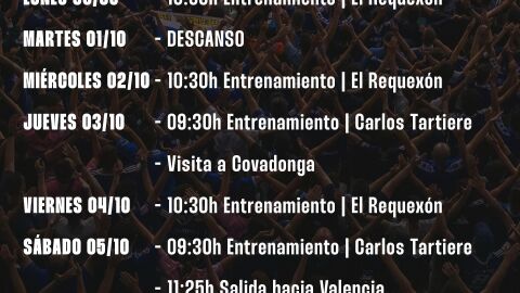 30-9 Plan de trabajo semanal del Oviedo