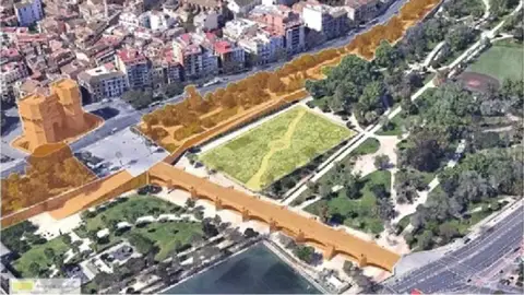 En el centro, en amarillo, la parcela donde se va a actuar jardín polinizador