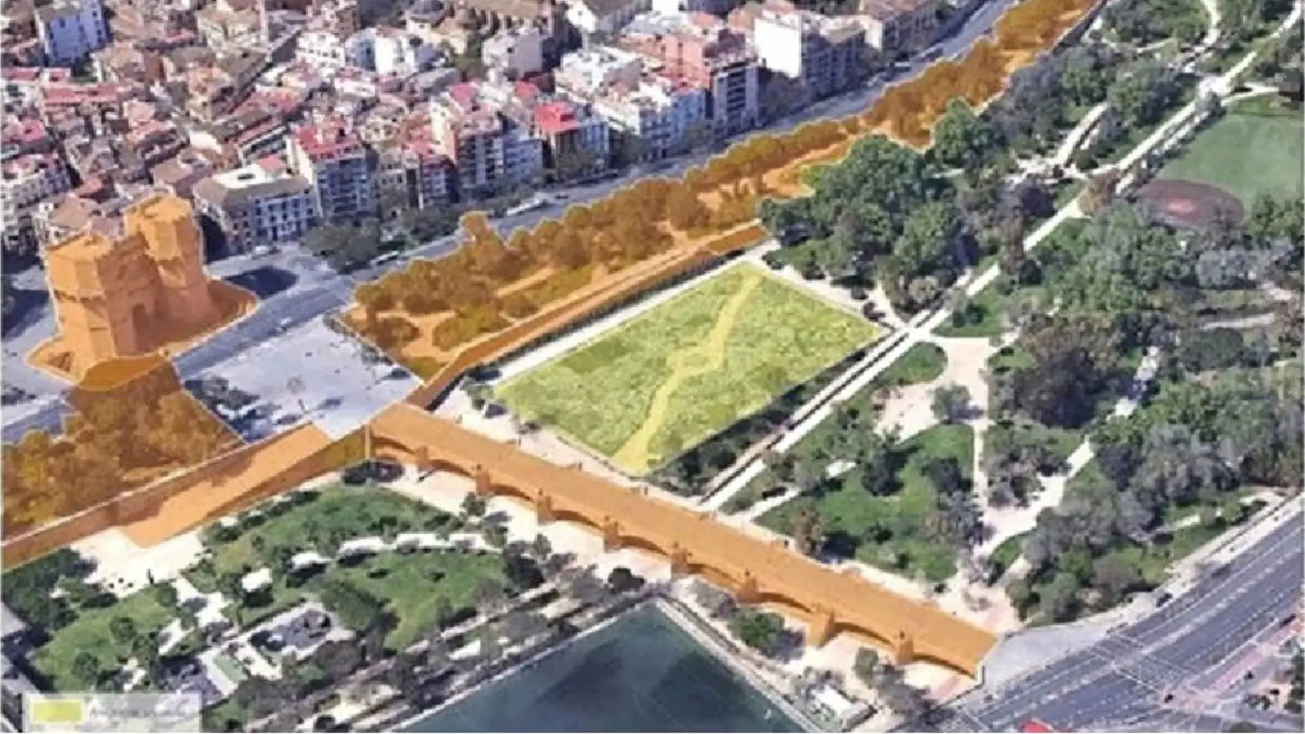 En el centro, en amarillo, la parcela donde se va a actuar En el centro, en amarillo, la parcela donde se va a actuar