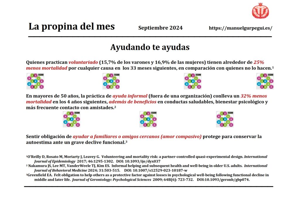 Las personas que ayudan de forma altruista ganan salud y años de vida Las personas que ayudan de forma altruista ganan salud y años de vida