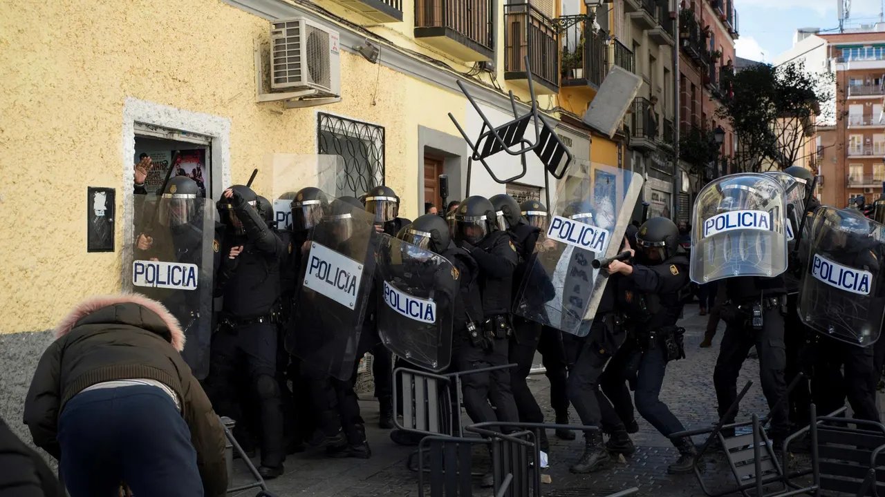 Agentes de la Unidad de Intervención Policial (UIP) en Madrid.