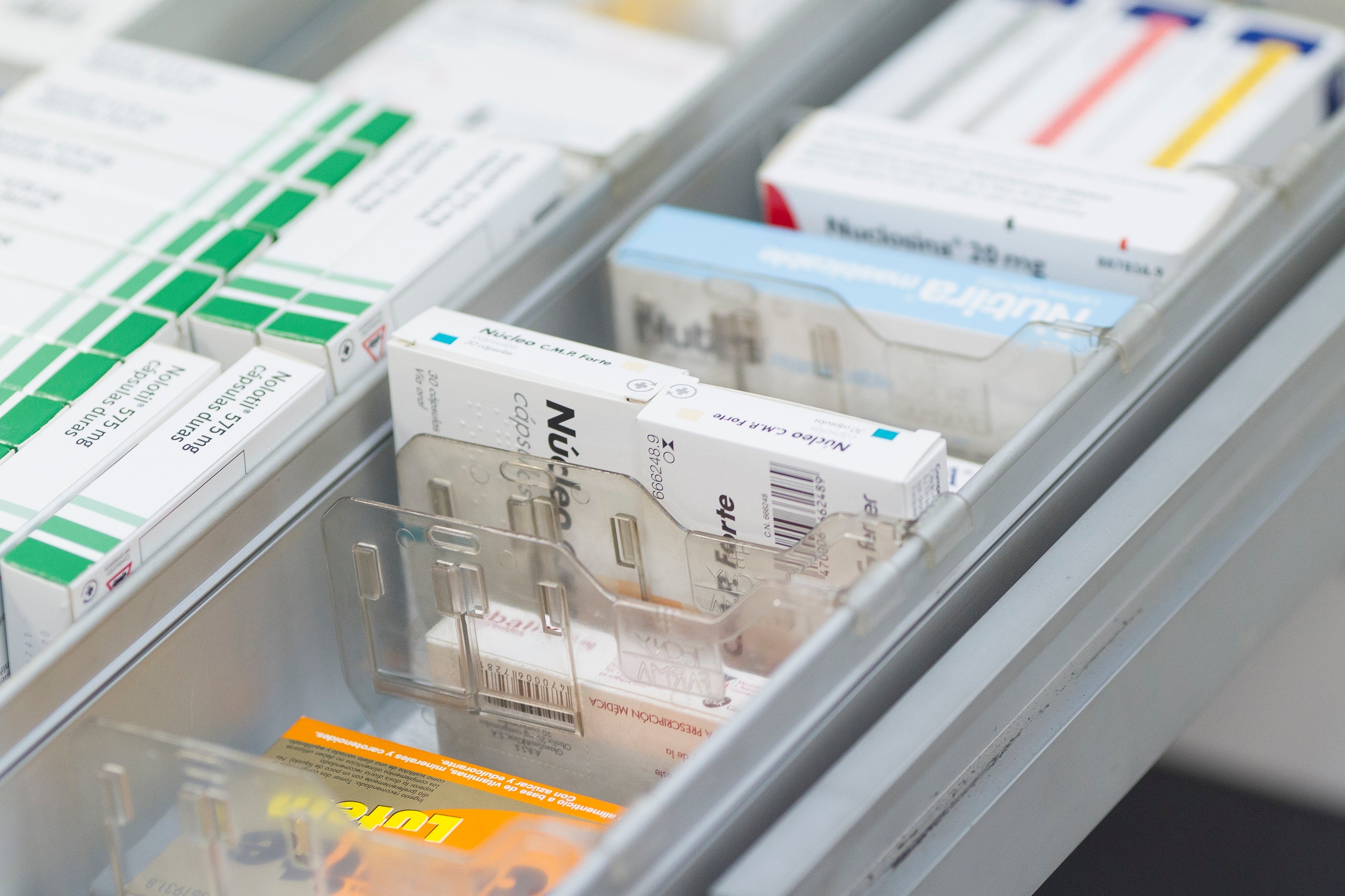 Conjunto de medicamentos en un clasificador de farmacia Conjunto de medicamentos en un clasificador de farmacia