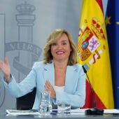 La ministra Portavoz, Pilar Alegría, este martes durante la rueda de prensa tras el Consejo de Ministros/ EFE/ Borja Sánchez-Trillo