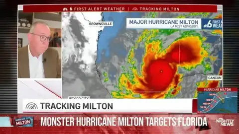 El desgarrador momento que un meteorólogo rompe a llorar al informar del huracán Milton: "Es horrible" El desgarrador momento que un meteorólogo rompe a llorar al informar del huracán Milton: "Es horrible"