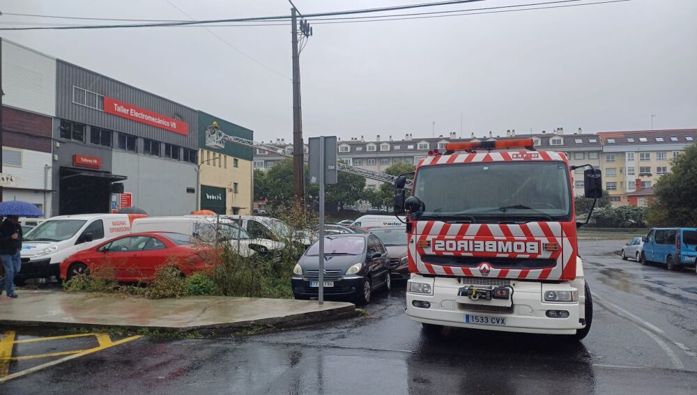 Incendio en O Temple, en el taller V8