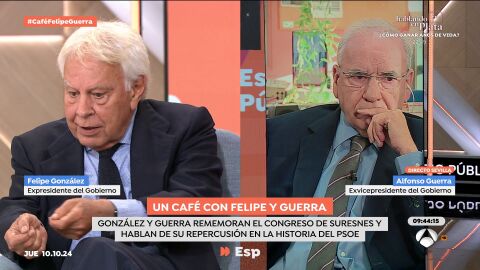 Felipe Gonz&aacute;lez y Alfonso Guerra, juntos en Espejo P&uacute;blico.