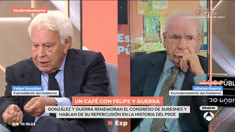 Felipe González y Alfonso Guerra, juntos en Espejo Público. Felipe González y Alfonso Guerra, juntos en Espejo Público.