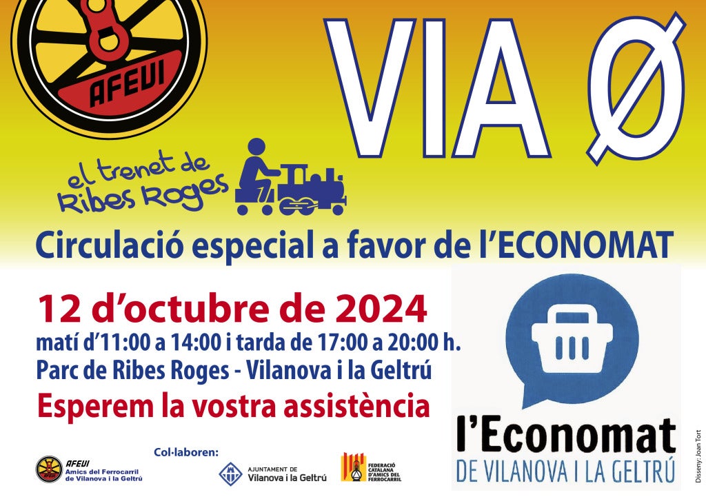 El trenet del Parc de Ribes Roges es mobilitza per l'Economat amb la jornada solidària Via 0 aquest dissabte 12 d'octubre El trenet del Parc de Ribes Roges es mobilitza per l'Economat amb la jornada solidària Via 0 aquest dissabte 12 d'octubre