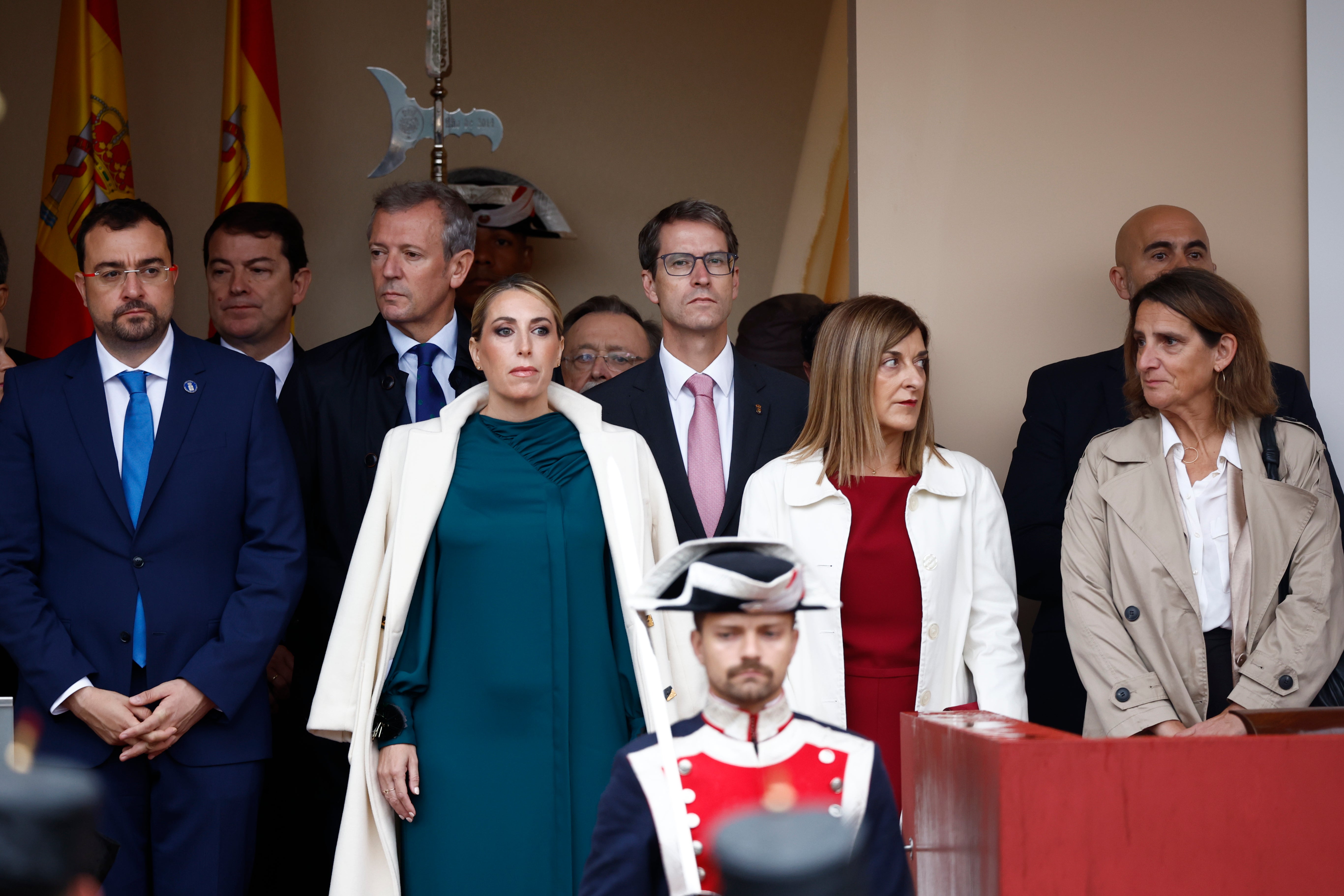La presidenta extremeña, María Guardiola, asiste a la celebración de la Fiesta Nacional presidida por Sus Majestades los Reyes La presidenta extremeña, María Guardiola, asiste a la celebración de la Fiesta Nacional presidida por Sus Majestades los Reyes