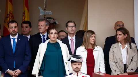 La presidenta extremeña, María Guardiola, asiste a la celebración de la Fiesta Nacional presidida por Sus Majestades los Reyes La presidenta extremeña, María Guardiola, asiste a la celebración de la Fiesta Nacional presidida por Sus Majestades los Reyes