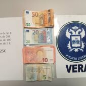 Dinero que portaba el presunto autor del robo en el momento de la detención. 