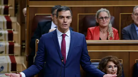 El presidente del Gobierno, Pedro Sánchez, interviene en la sesión de control al Ejecutivo celebrada este miércoles en el Congreso. El presidente del Gobierno, Pedro Sánchez, interviene en la sesión de control al Ejecutivo celebrada este miércoles en el Congreso. EFE/ Chema Moya
