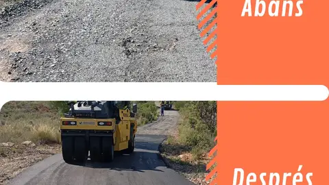 Antes y después de los trabajos de adecuación y conservación del Camí Fontanelles de Quart de les Valls Antes y después de los trabajos de adecuación y conservación del Camí Fontanelles de Quart de les Valls