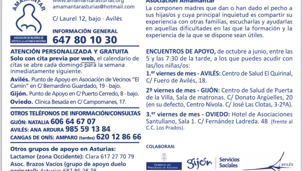 Contactos con la Asociación Amamantar Contactos con la Asociación Amamantar