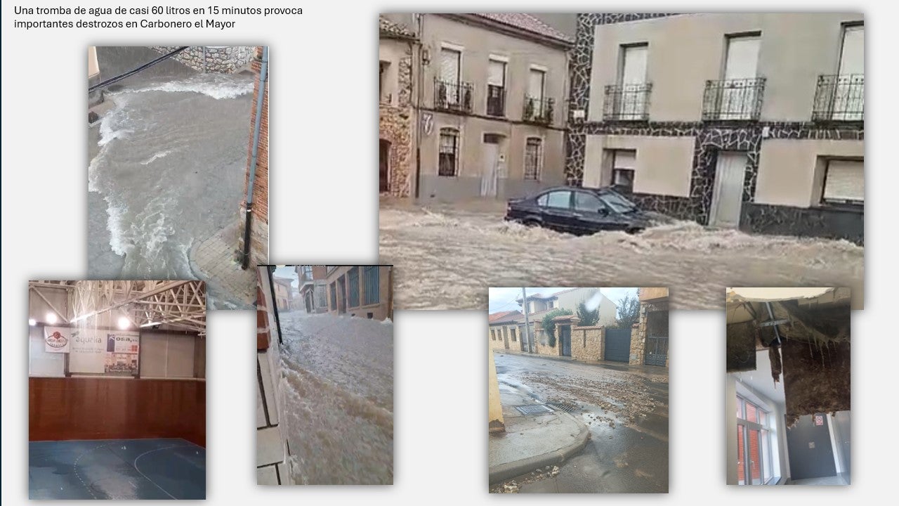Una tromba de agua de casi 60 litros en 15 minutos provoca importantes destrozos en Carbonero el Mayor Una tromba de agua de casi 60 litros en 15 minutos provoca importantes destrozos en Carbonero el Mayor
