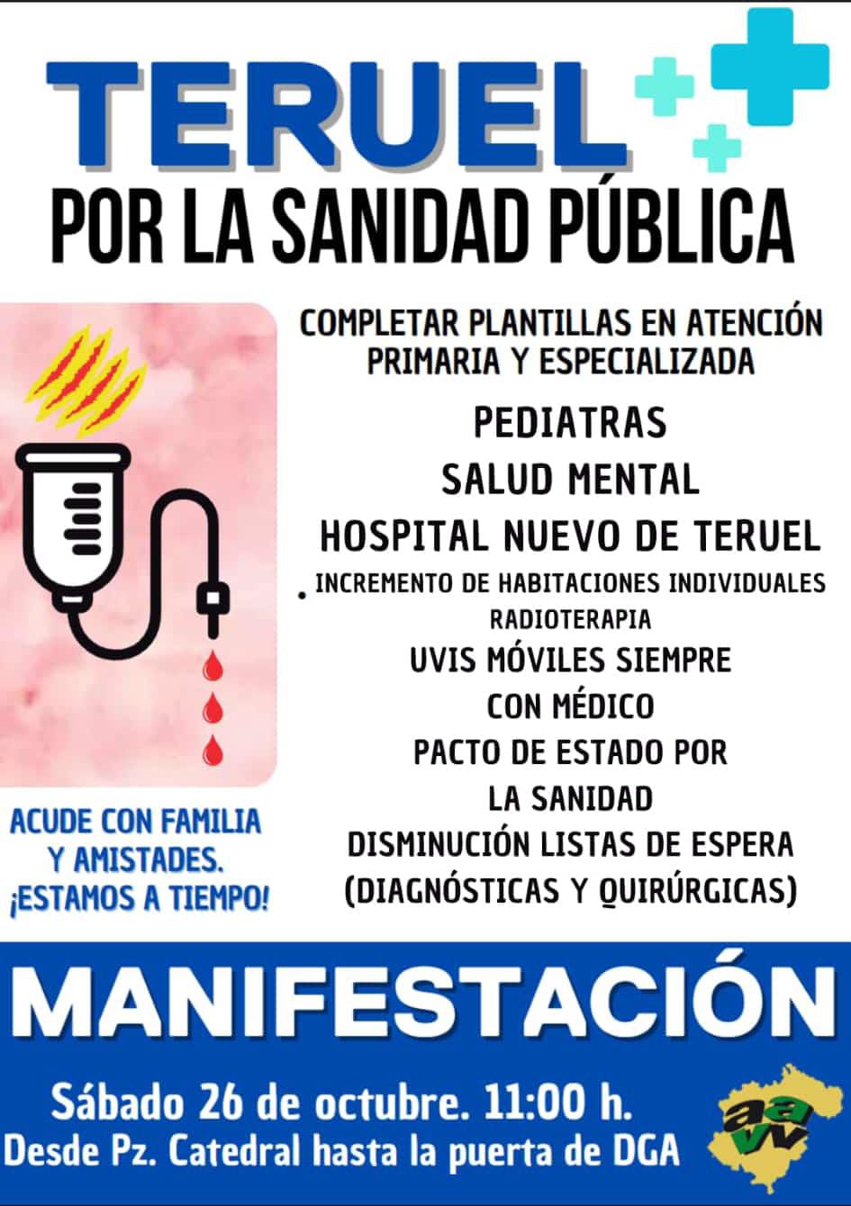 Teruel se manifestará por la sanidad pública Teruel se manifestará por la sanidad pública