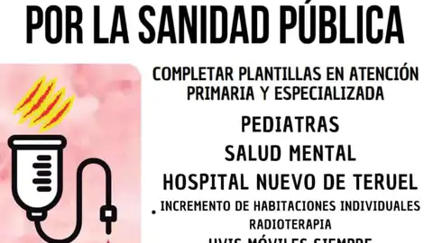 Cartel de la manifestación convocada para este sábado PROTESTA SANIDAD