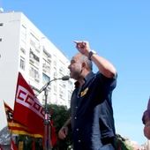 Javier Pacheco i Camil Ros en una manifestació per la reducció de jornada a Barcelona Javier Pacheco i Camil Ros en una manifestació per la reducció de jornada a Barcelona