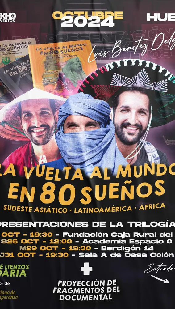 Cartel anunciador de las presentaciones de 'La vuelta al mundo en 80 sueños'. Cartel anunciador de las presentaciones de 'La vuelta al mundo en 80 sueños'.