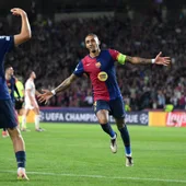 Raphinha celebra con Fermín uno de sus goles al Bayern Raphinha celebra con Fermín uno de sus goles al Bayern
