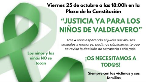 Cartel de la concentraci&oacute;n convocada en Valdeavero para reclamar celeridad a la Justicia
