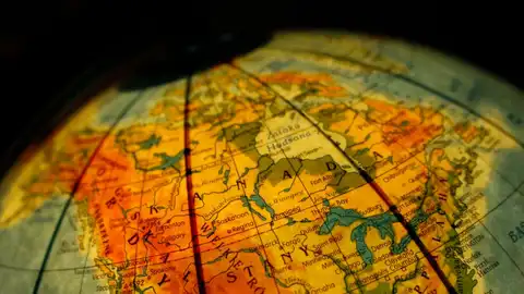 Imagen de archivo de una bola del mundo o globo terráqueo Imagen de archivo de una bola del mundo o globo terráqueo